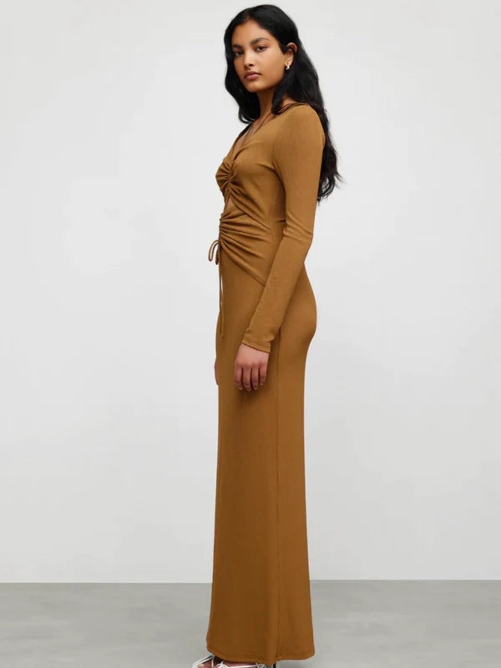 Significant Other Brown Ribbed Marie Dress Size 2 NWOT-minimalist,y2k,longsleeve - Picture 2 of 11